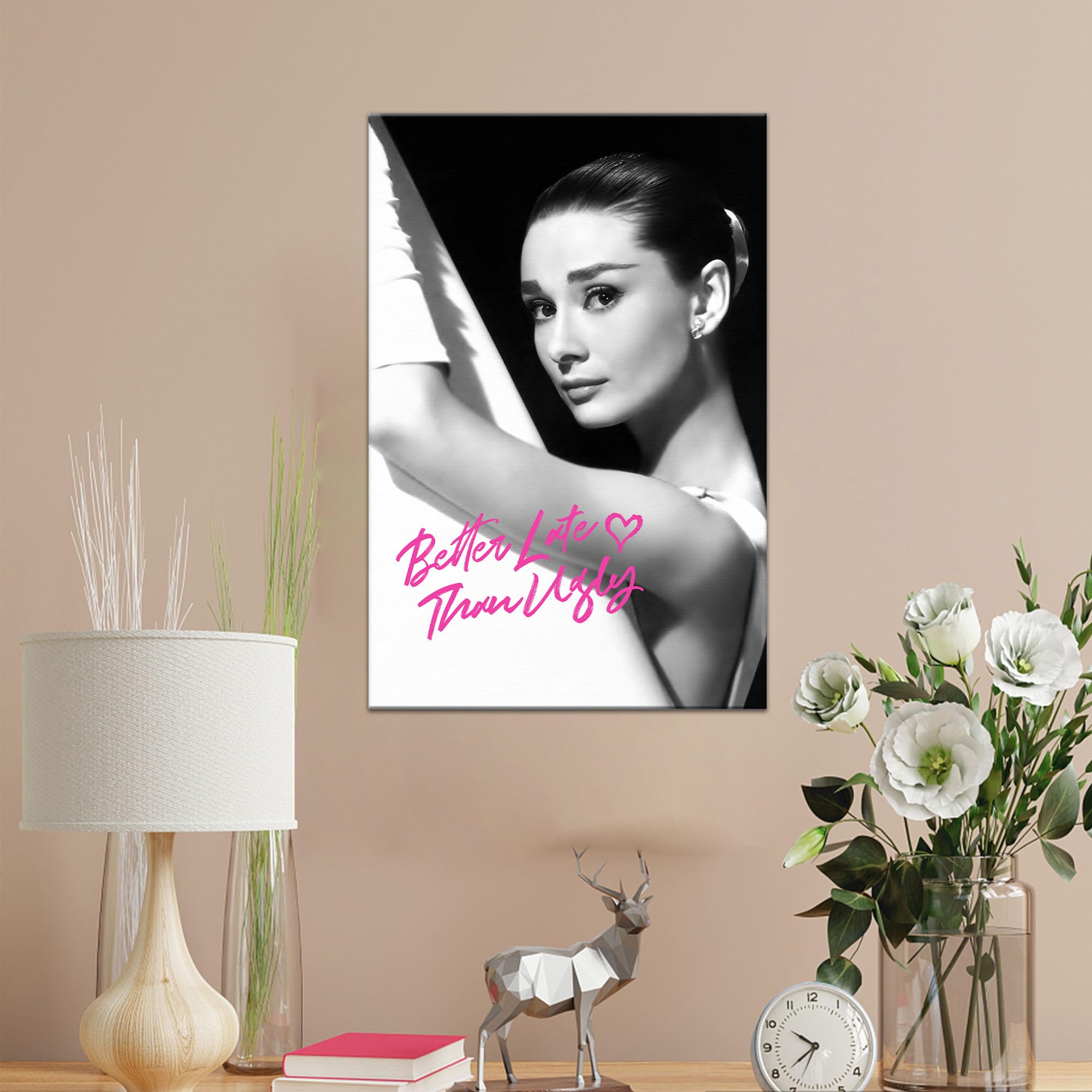 Amazon.com: CXVU Better Late Than Ugly Audrey Hepburn Wall Art